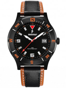 Montre Ruckfield sport bracelet cuir noir orange 685007