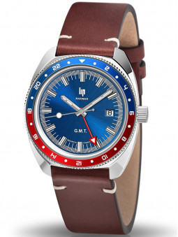 montre LIP Marinier G.M.T. homme bracelet cuir 671377
