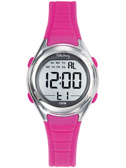 Montre Tekday digitale fille rose fluo 654713