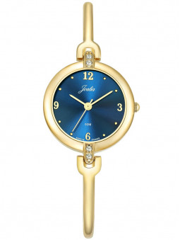 Fine montre dorée cadran bleu nuit contrastant, pour femme, marque Joalia. Code article : 630628
