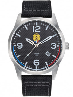 Patrouille de France signe une montre aviateur avec un bracelet noir au style jean en nylon. Code-article : 668508