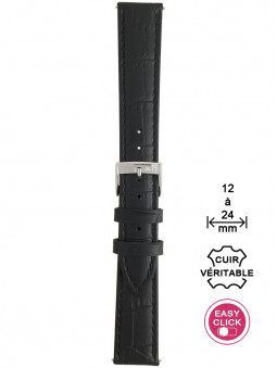 Bracelet montre cuir noir façon alligator