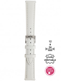 Bracelet montre cuir blanc façon alligator