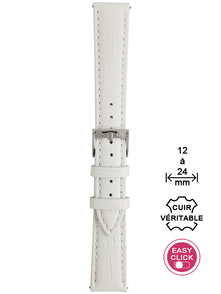 Bracelet montre cuir blanc façon alligator