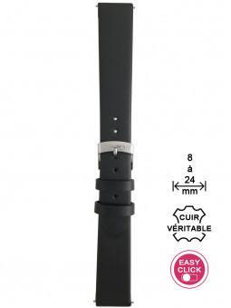 Bracelet montre cuir noir lisse