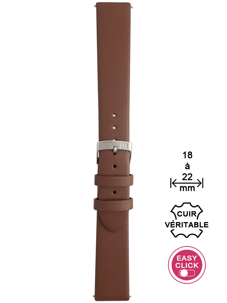 Bracelet montre cuir marron lisse