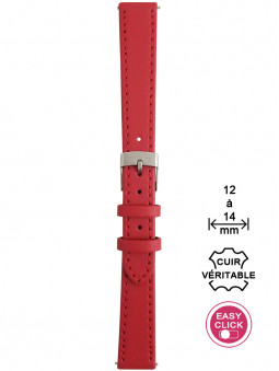 Bracelet montre cuir rouge surpiqué