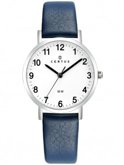 Montre femme très jolie, avec son bracelet en cuir bleu. Marque Certus, référence du produit : 644445