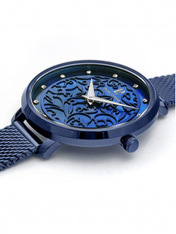 Montre femme Pierre Lannier Eolia bleu nacré 045L968 vue de 3/4