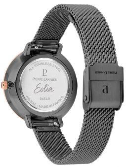 Montre femme Pierre Lannier bracelet milanais noir cadran motif fleuri noir 045L988 de dos