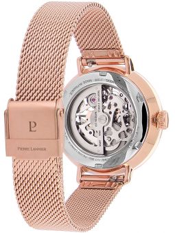 Montre femme Pierre Lannier automatique doré rose maille milanaise 313B928 de dos