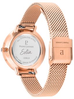 Montre femme Pierre Lannier bracelet milanais rose cadran motif fleuri 039L908 de dos