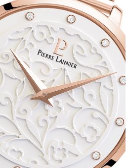 Montre femme Pierre Lannier bracelet milanais rose cadran motif fleuri 039L908 zoom