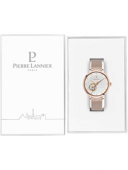 Montre femme Pierre Lannier automatique doré rose coeur battant 310F908 dans son écrin