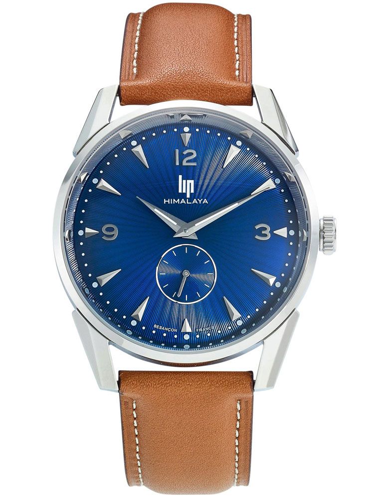 Montre homme LIP HIMALAYA acier fond bleu 671543 de face