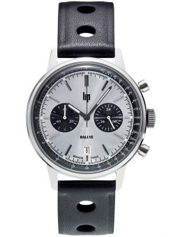 Montre homme LIP RALLYE bracelet cuir noir 671802 de face