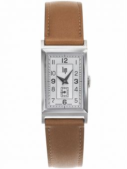 Montre LIP CHURCHILL T18 acier cuir marron clair 671015 de face