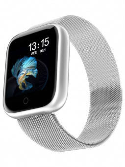Petite montre connectée grise Smarty 2.0 Wellness SW013B avec bracelet milanais