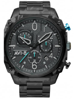 Montre aviateur Avi-8 Night Camo chronographe acier AV-4052-11, camouflage militaire