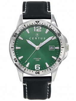 Montre Certus bracelet cuir noir cadran vert 611173