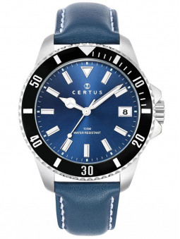 Montre homme Certus, montre bleue, montre bracelet cuir, Certus 611110