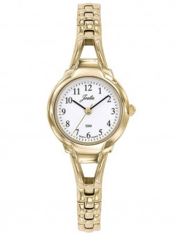 Montre femme Joalia 630572, très fine. Bracelet entièrement doré, à maillons. Cadran chiffré. Style chic et lumineux.