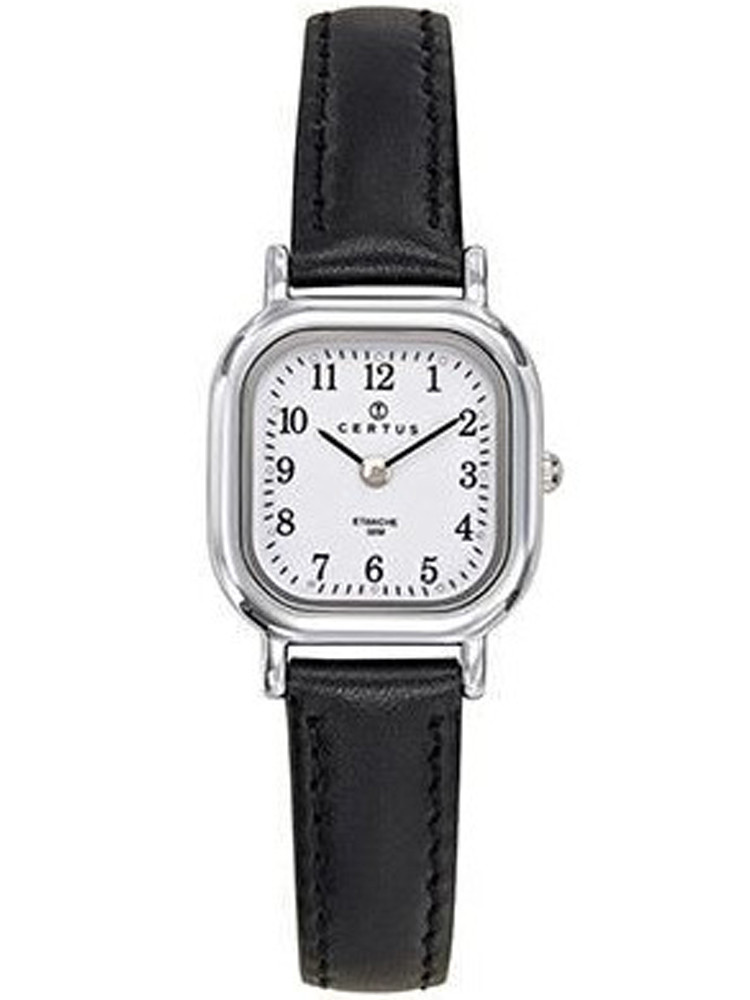 Jolie montre femme Certus 644402 au cadran carré et son bracelet noir