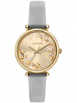 Montre femme Oui and Me ME010300 Romance étoilée. Bracelet en cuir, cadran champagne