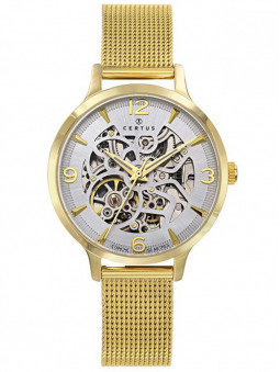 Montre mecanisme apparent femme dorée jaune marque Certus 630680 à voir sur 1001-montres.fr