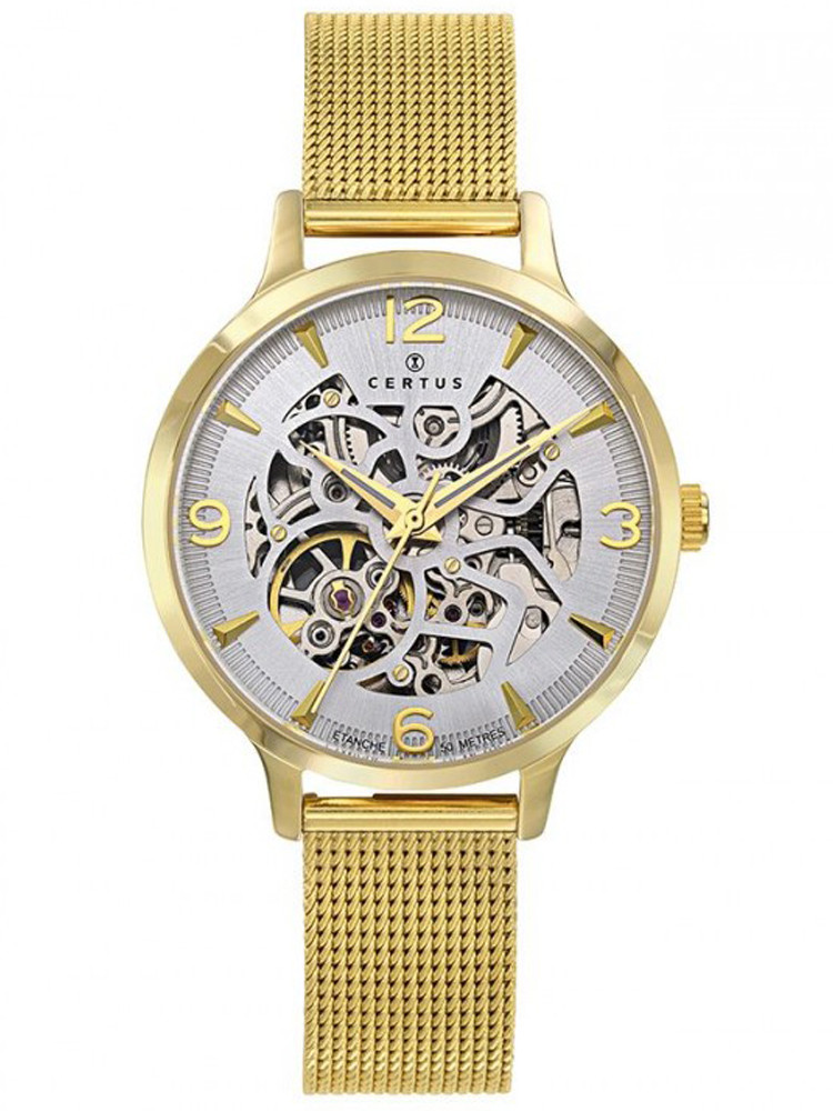 Montre mecanisme apparent femme dorée jaune marque Certus 630680 à voir sur 1001-montres.fr