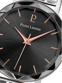 Cadran de montre noir sombre ultra tendance avec ses index bâtons rose doré
