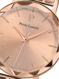 Cadran de montre pour femme de la marque Pierre Lannier, de finition soleillé, tout doré rose