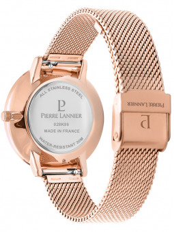 Bracelet de montre Pierre Lannier 028K968 en acier doré rose de style milanais avec de fines mailles