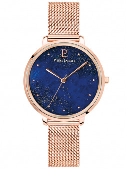 Montre femme Pierre Lannier Acier rose gold collection Elara avec un cadran bleu foncé 028K968