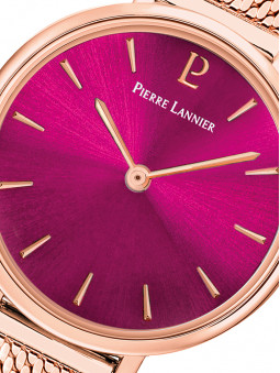 Joli petit cadran de montre de 26mm de diamètre de coloris rose framboise éclatant de la marque Pierre Lannier