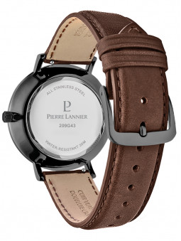 Large bracelet de montre homme en cuir de qualité avec une doublure en croûte de cuir marque Pierre Lannier 209G434