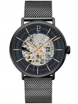 Superbe montre homme mecanisme apparent en Acier totalement noir de la marque Pierre Lannier 324C439