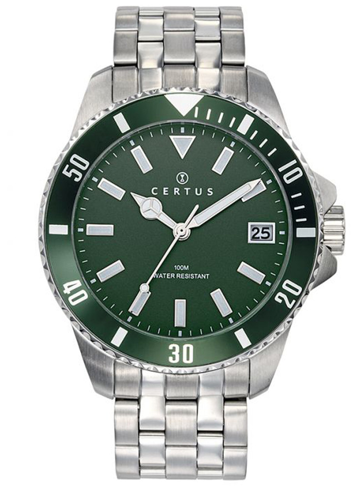 Montre pour homme en acier brillant cadran vert de la marque Certus 616498