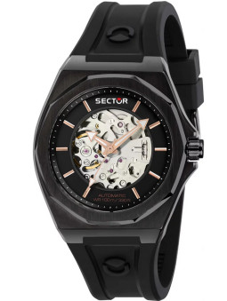 Montre étanche noire pour homme mouvement Automatique bracelet silicone marque Sector R3221528001