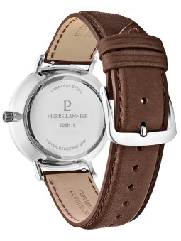 Bracelet épais en cuir véritable brun de la montre homme Pierre Lannier 208H164