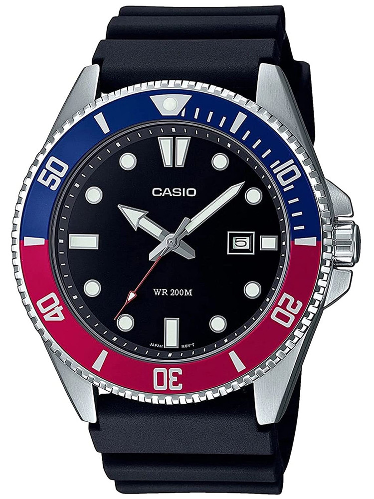 Montre homme de plongée étanche à 200 mètres de profondeur marque Casio MDV-107-1A3VEF coloris noir