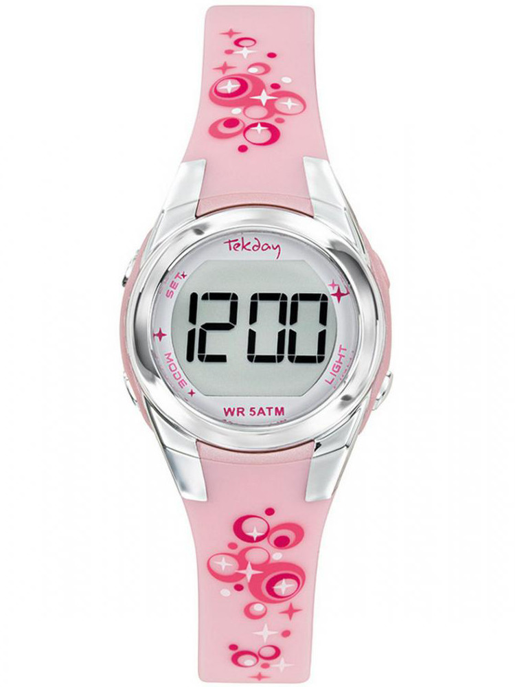 Montre fille digitale Tekday 654737 Rose dragée Framboise