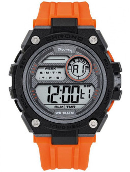 Montre Tekday 656191 tout terrain pour homme au prix mini à l'allure sportive, digitale et coloris énergisants orange-noir