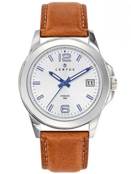Belle montre homme à prix mini avec son bracelet en cuir marron clair de qualité de la marque Certus 611189