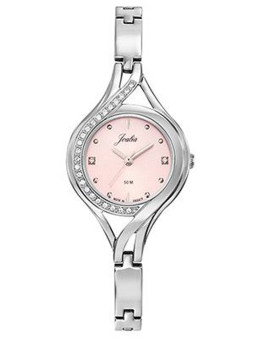 Montre femme argentée pleine de douceur et de rondeurs avec son joli bracelet-bijou en acier fin Joalia 633449