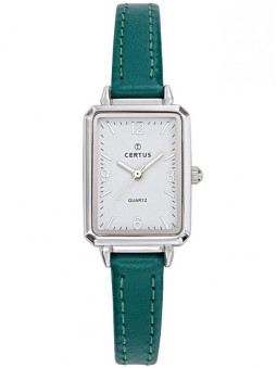 Offrez-vous une petite montre femme rectangulaire à prix mini dotée d'un bracelet en cuir vert sapin Certus 644529