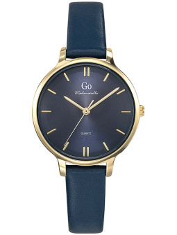 Montre chic pour femme de la marque Go Mademoiselle 699951 avec son Bracelet en cuir bleu foncé et boîtier Or