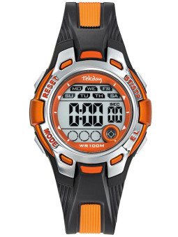 Montre pleine d'énergie bicolore noire-orange digitale sport pour enfant marque Tekday Junior 654752