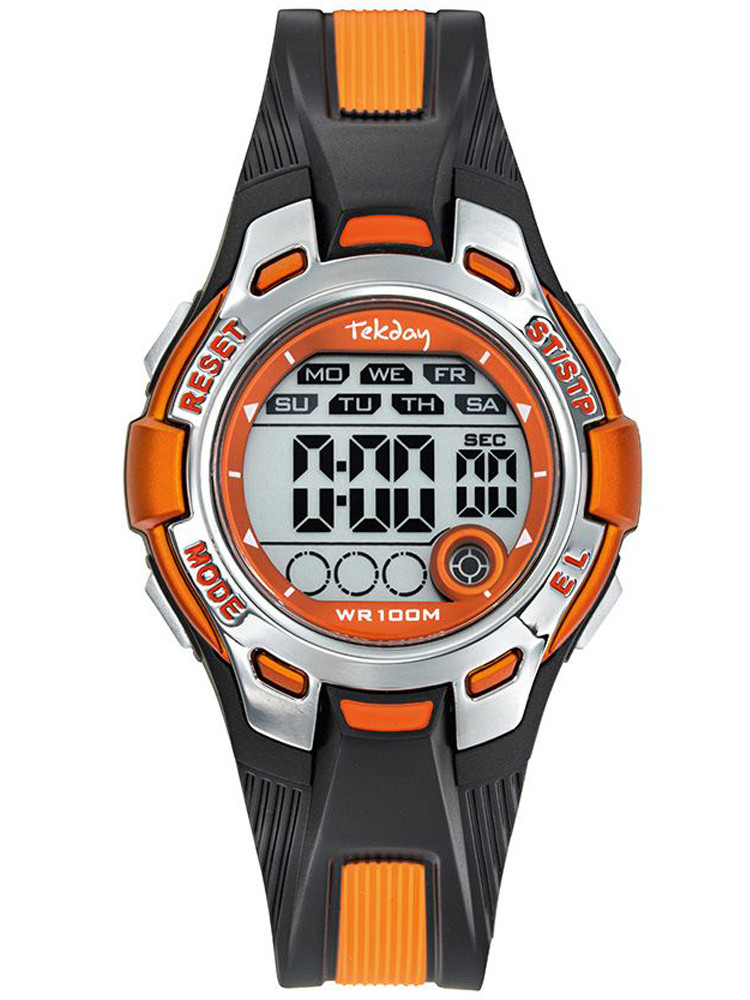 Montre digitale sport enfant Tekday Junior bicolore noir orange 654752