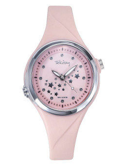 Montre étoilée analogique rose Tekday